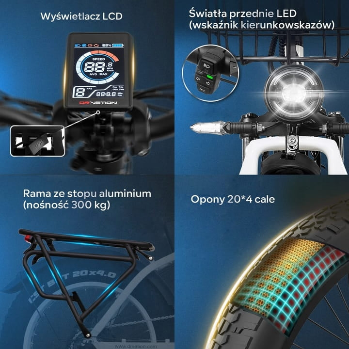 Rower elektryczny Drvetion 20" 48V 15Ah